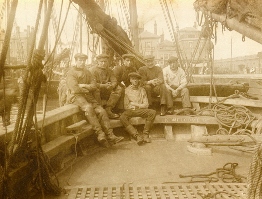 Ch2 p38 - Crew of the smack Welcome in Lowestoft Trawl Basin 1905